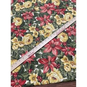 Home Decor Fabric Xmas Christmas Fabric Poinsettias Rose Cranston Cotton BTY